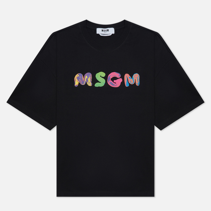 Женская футболка MSGM, цвет чёрный, размер L 3341MDM177 227798 99 Multicolor Logo - фото 1
