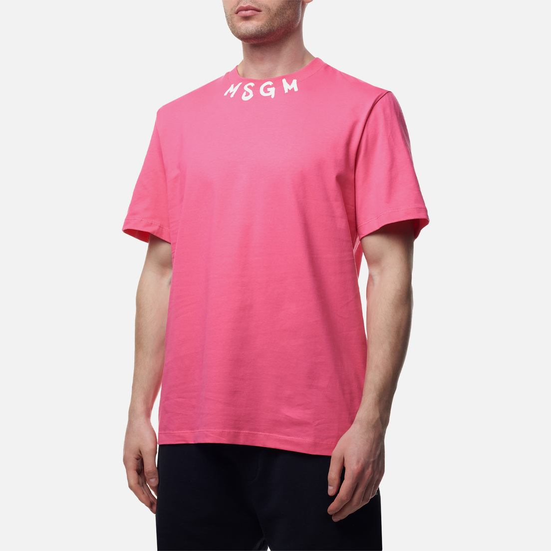 MSGM Мужская футболка Script Logo Neck