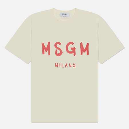 Мужская футболка MSGM Brush Stroke Logo, цвет бежевый, размер L