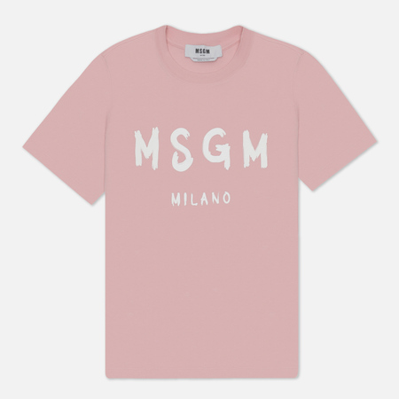 Мужская футболка MSGM Brush Stroke Logo, цвет розовый, размер S