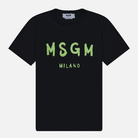 Мужская футболка MSGM Brush Stroke Logo, цвет чёрный, размер S