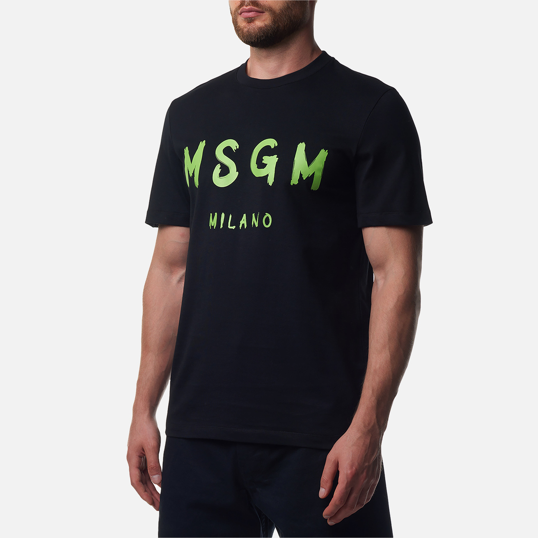 MSGM Мужская футболка Brush Stroke Logo