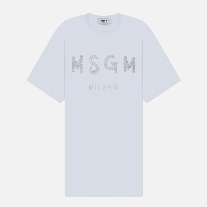 Женское платье MSGM Brush Stroke Glitter Print, цвет белый