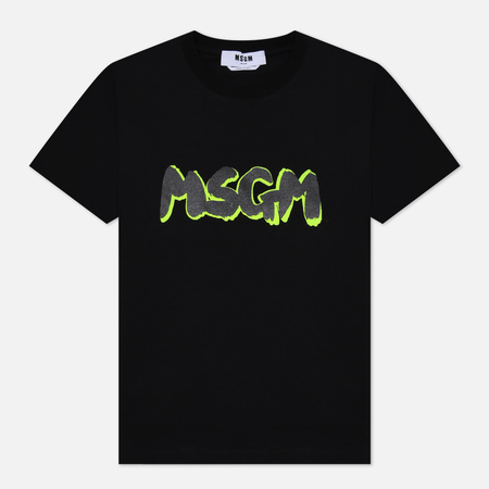 Женская футболка MSGM Logo Fluorescent Shade, цвет чёрный, размер M