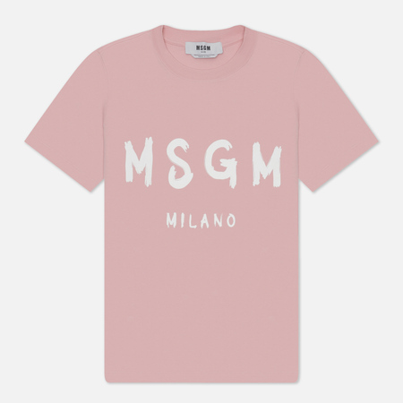 Женская футболка MSGM Brush Stroke Print, цвет розовый, размер S