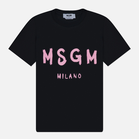 Женская футболка MSGM Brush Stroke Print, цвет чёрный, размер XS