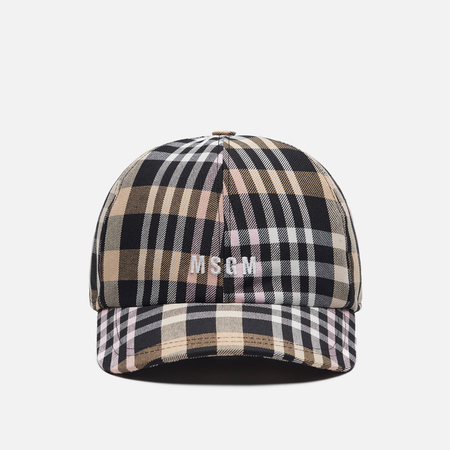 фото Кепка msgm micrologo plaid baseball, цвет бежевый