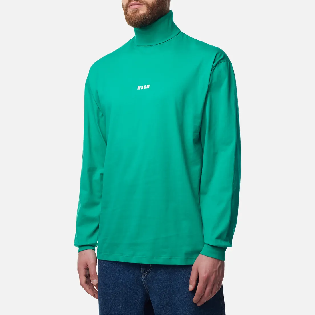 MSGM Мужской лонгслив Micrologo Print Half Neck