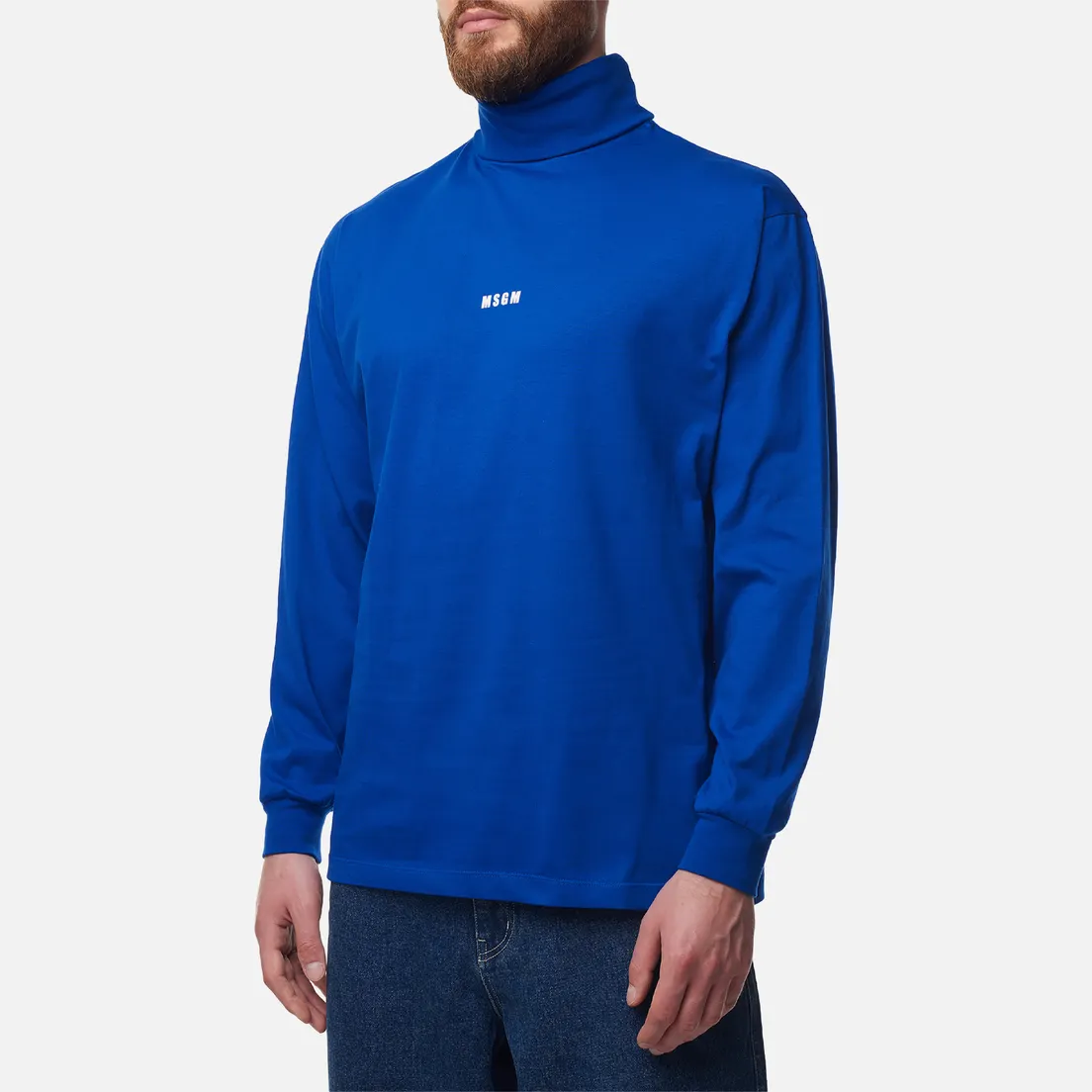 MSGM Мужской лонгслив Micrologo Print Half Neck