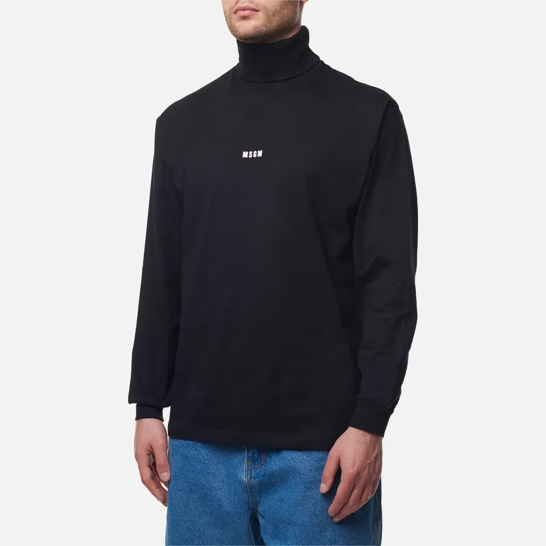 MSGM Мужской лонгслив Micrologo Print Half Neck