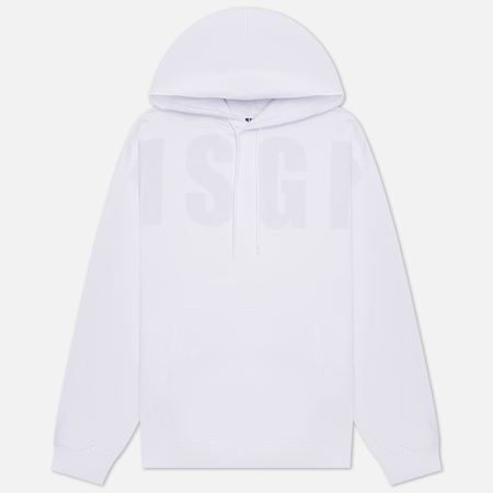фото Мужская толстовка msgm macrologo tonal print hoodie, цвет белый, размер s
