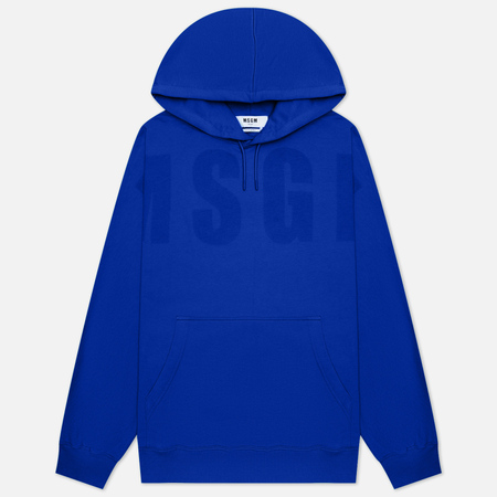 фото Мужская толстовка msgm macrologo tonal print hoodie, цвет синий, размер s