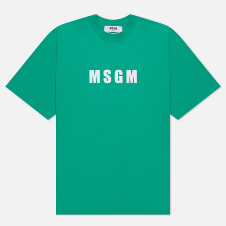 фото Мужская футболка msgm macrologo print, цвет зелёный, размер s