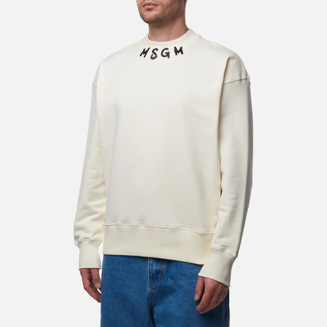 MSGM Мужская толстовка Collar Brush Stroke Logo