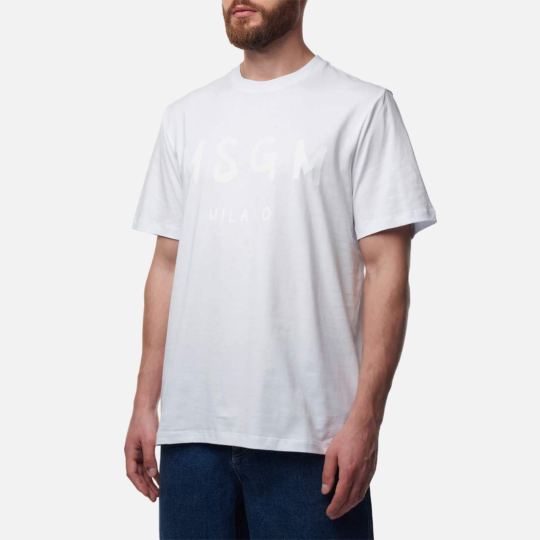MSGM Мужская футболка Brush Stroke Logo