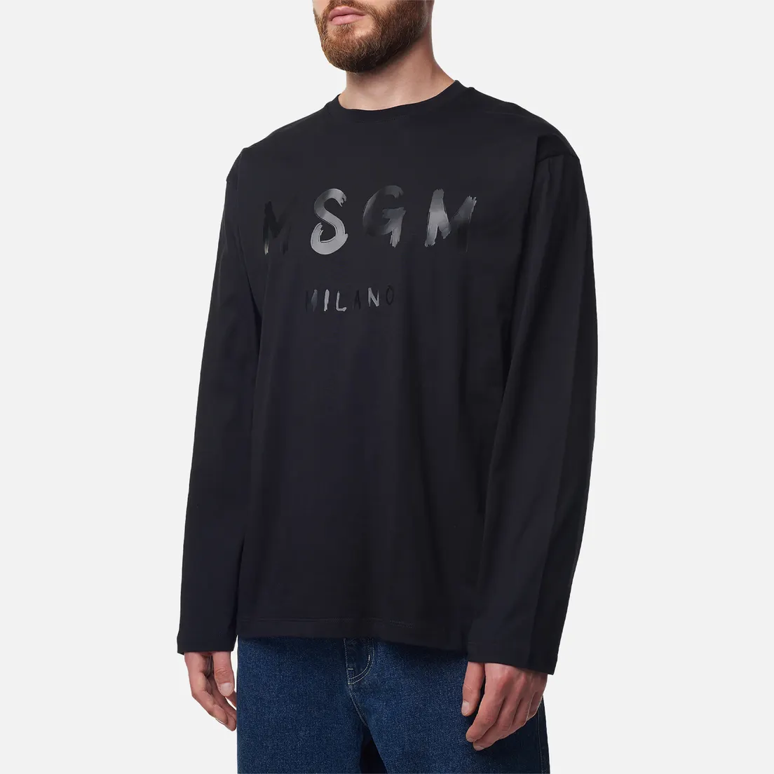 MSGM Мужской лонгслив Brush Stroke Logo
