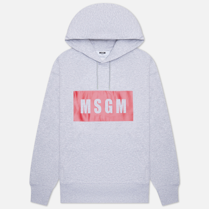 Мужская толстовка MSGM Box Logo Print Hoodie, цвет серый