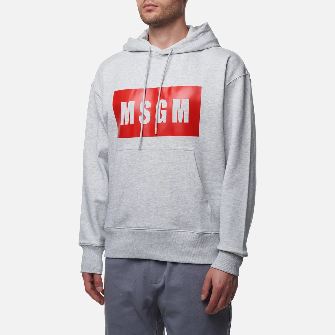 MSGM Мужская толстовка Box Logo Print Hoodie