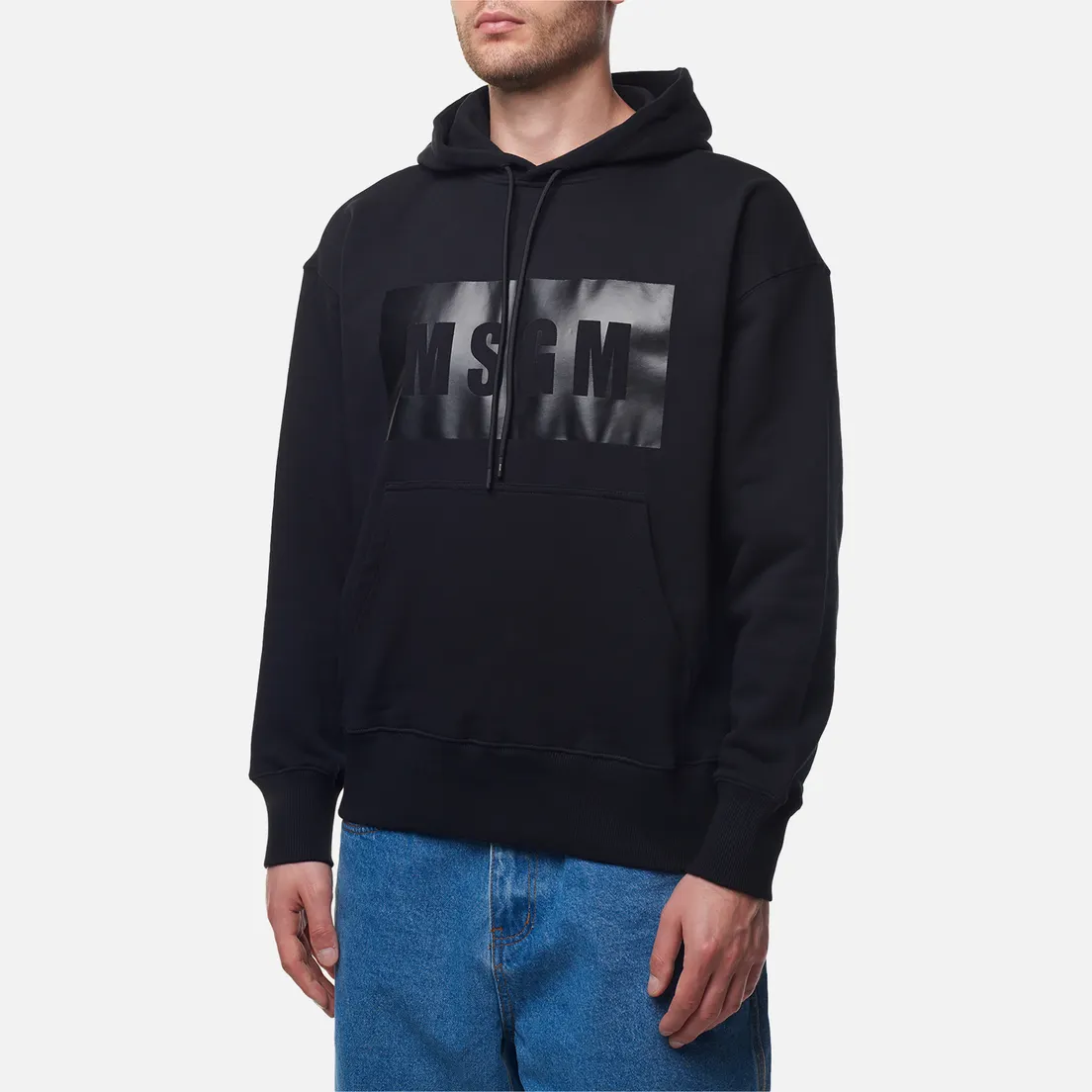 MSGM Мужская толстовка Box Logo Print Hoodie