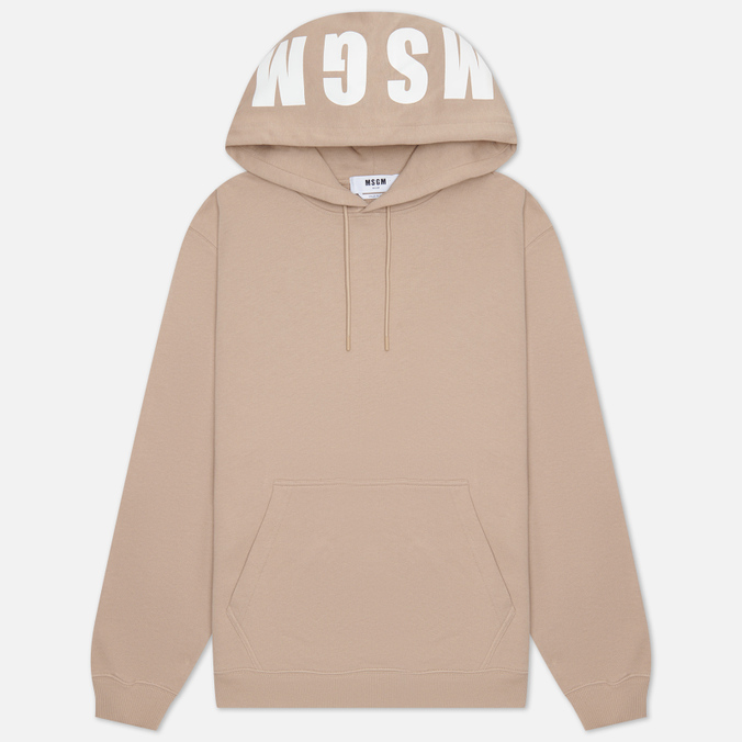 Мужская толстовка MSGM Maxilogo Print Hoodie, цвет бежевый
