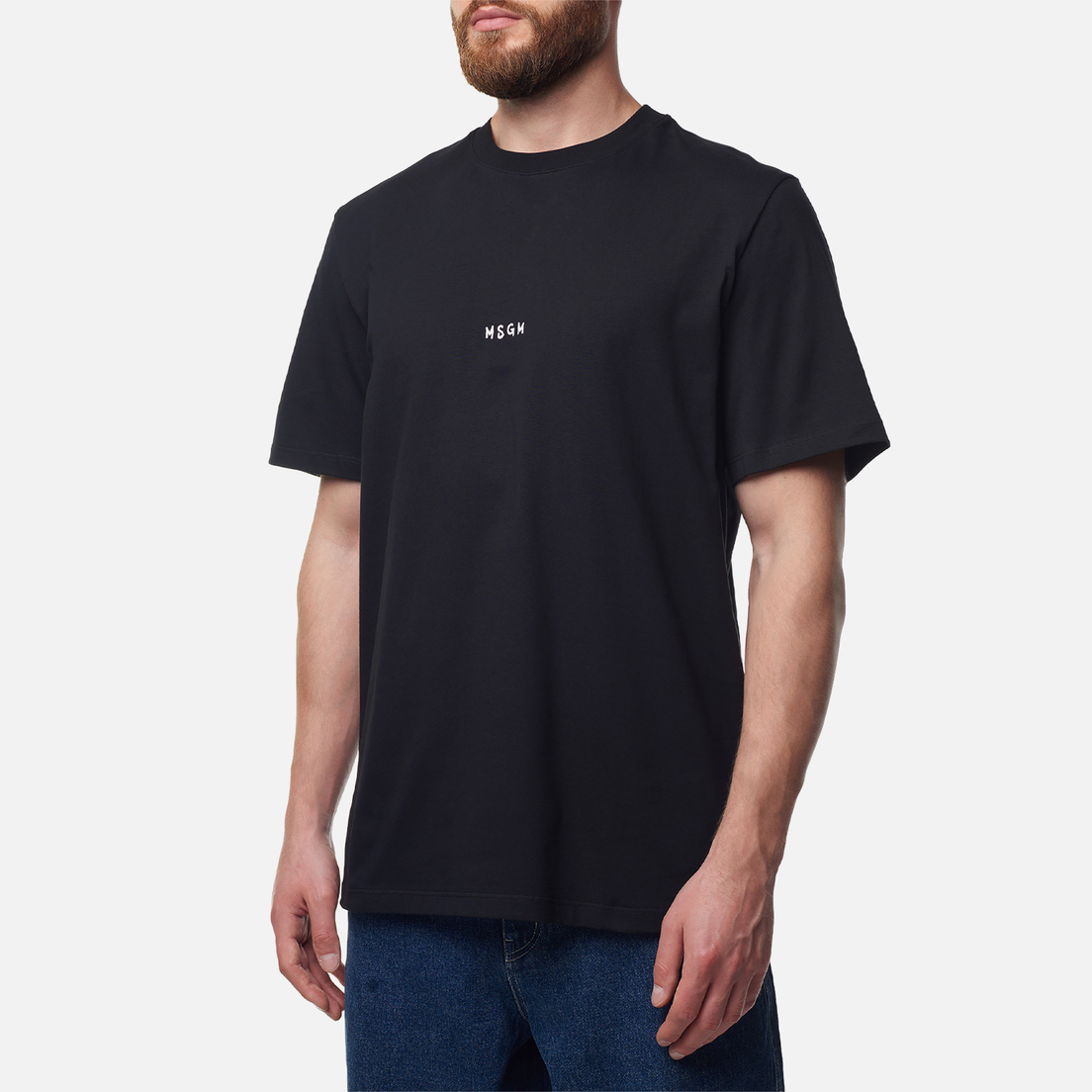 MSGM Мужская футболка Brush Stroke Micrologo
