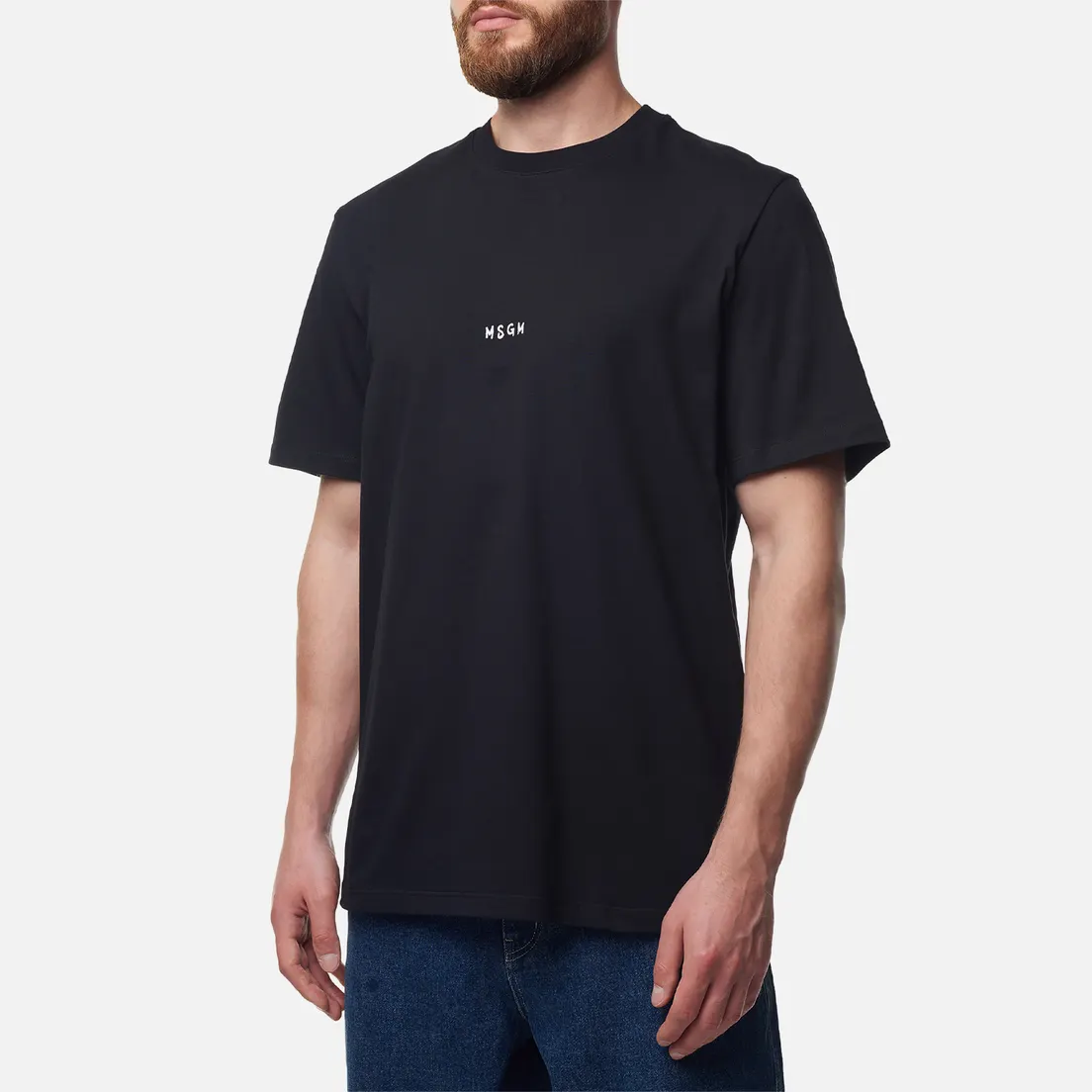 MSGM Мужская футболка Brush Stroke Micrologo