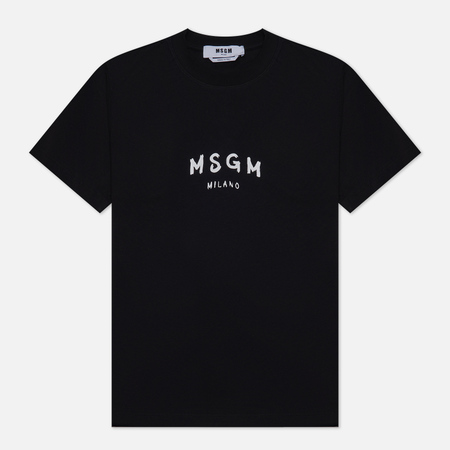 фото Женская футболка msgm new spray big logo, цвет чёрный, размер xs