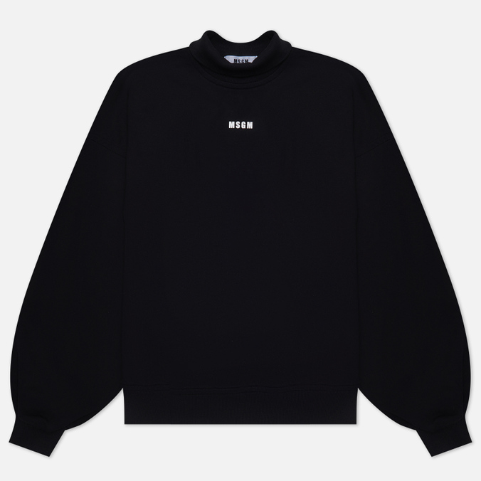 Женская толстовка MSGM Micrologo Print Half Neck, цвет чёрный