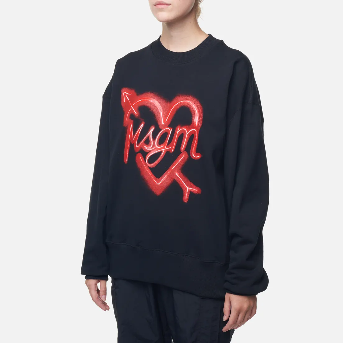 MSGM Женская толстовка Neon Heart Print
