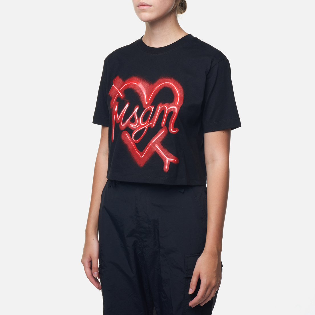 MSGM Женская футболка Neon Heart Print