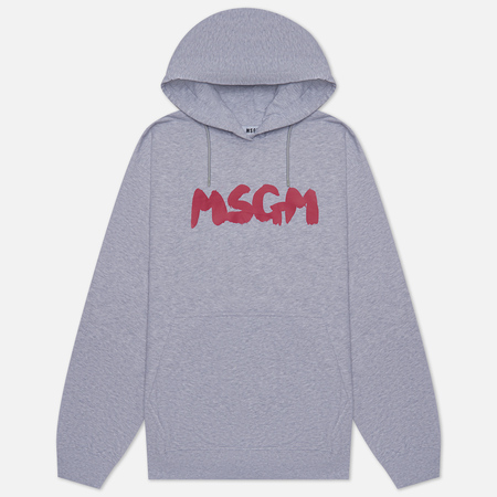 фото Женская толстовка msgm new logo brush hoodie, цвет серый, размер xs