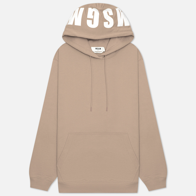 Женская толстовка MSGM Macrologo Print Hoodie Seasonal, цвет бежевый