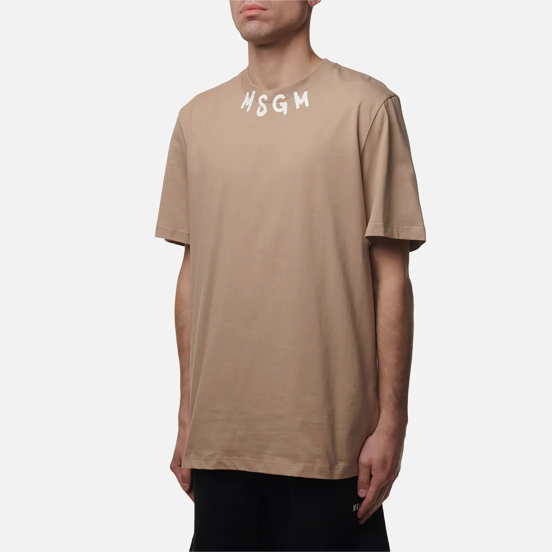 MSGM Мужская футболка Collar Brush Stroke Print