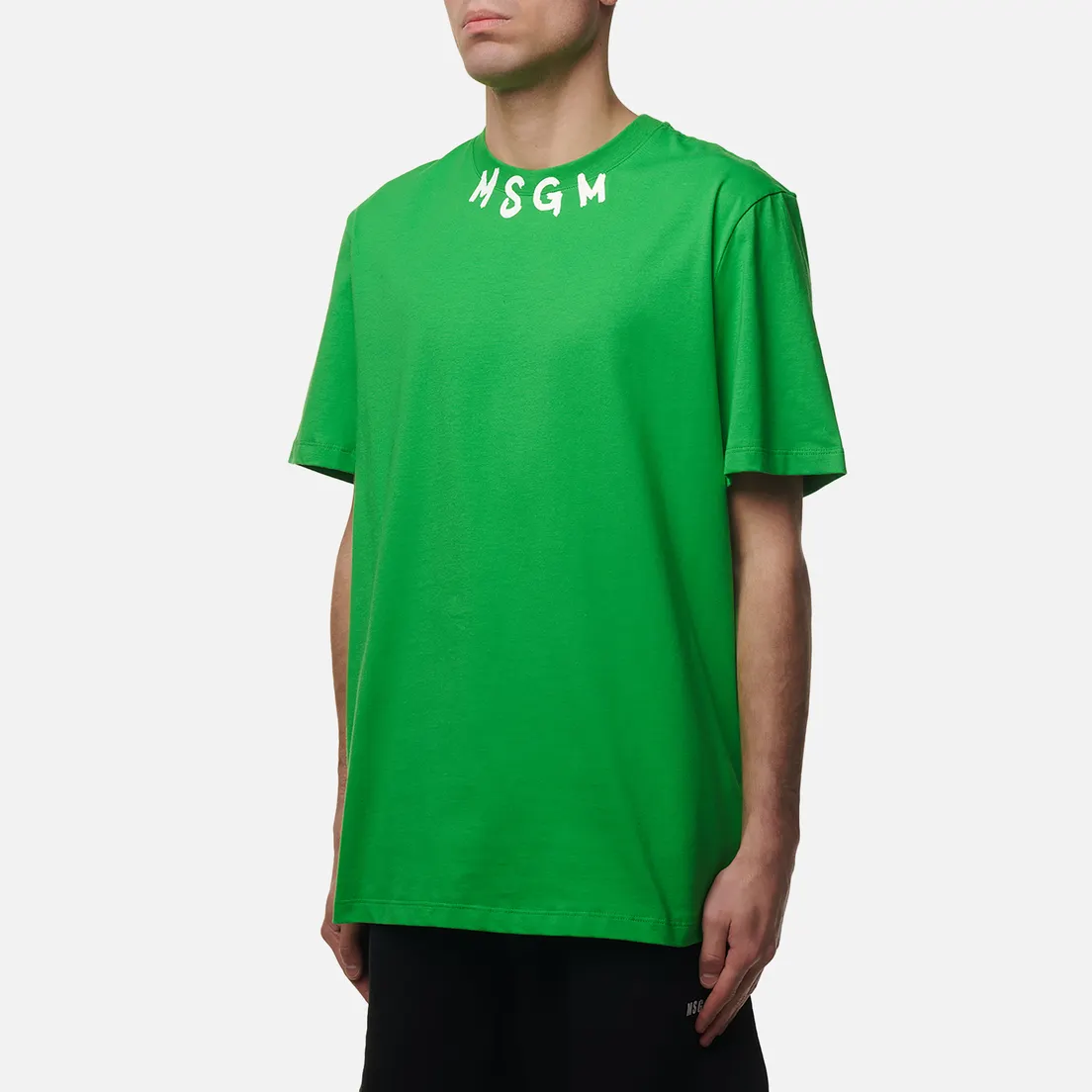 MSGM Мужская футболка Collar Brush Stroke Print