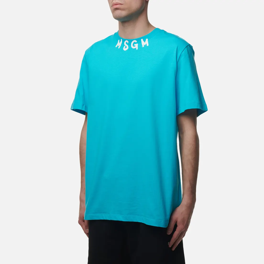 MSGM Мужская футболка Collar Brush Stroke Print