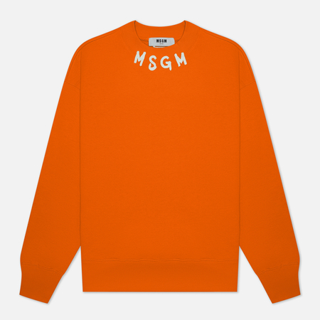 фото Мужская толстовка msgm collar brush stroke logo, цвет оранжевый, размер l