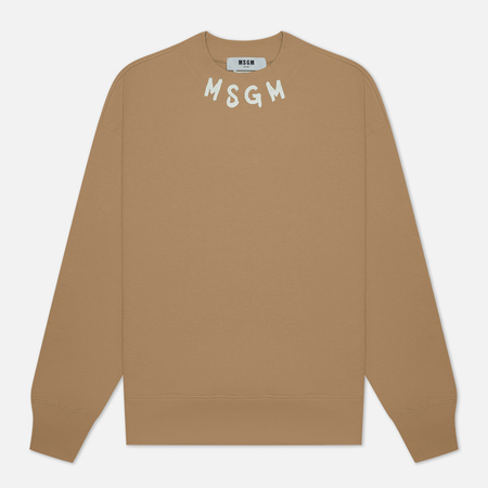 фото Мужская толстовка msgm collar brush stroke logo, цвет коричневый, размер xl