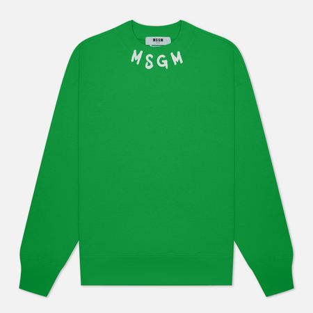 Мужская толстовка MSGM Collar Brush Stroke Logo, цвет зелёный, размер XL