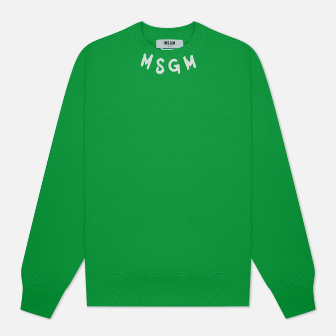 Мужская толстовка MSGM Collar Brush Stroke Logo, цвет зелёный