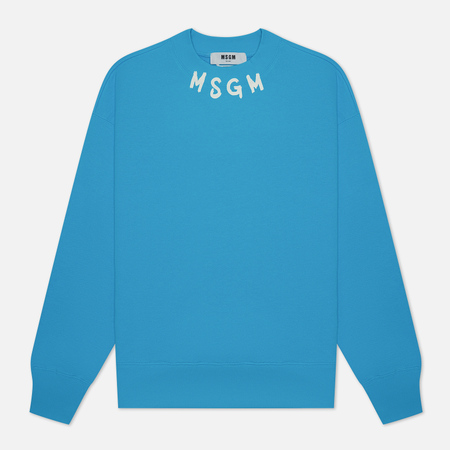 фото Мужская толстовка msgm collar brush stroke logo, цвет голубой, размер xl
