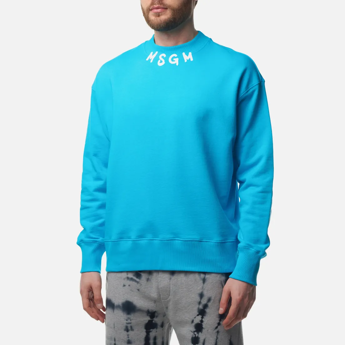 MSGM Мужская толстовка Collar Brush Stroke Logo