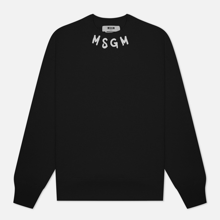 фото Мужская толстовка msgm collar brush stroke logo, цвет чёрный, размер l