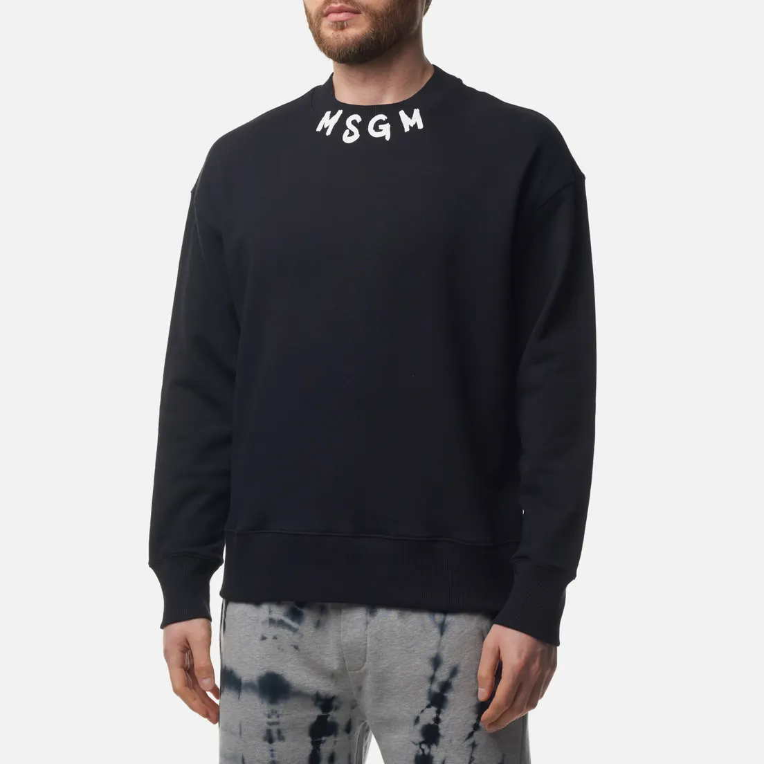 MSGM Мужская толстовка Collar Brush Stroke Logo