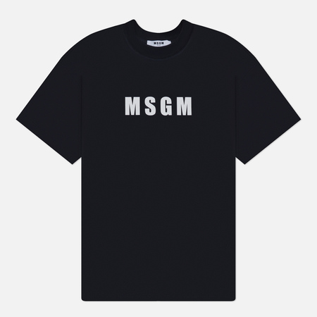 фото Мужская футболка msgm macrologo print, цвет чёрный, размер s