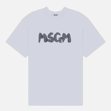 фото Мужская футболка msgm new brush stroke, цвет белый, размер s