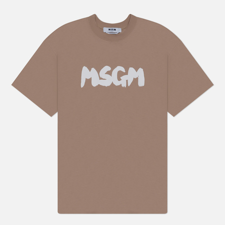 фото Мужская футболка msgm new brush stroke, цвет бежевый, размер s