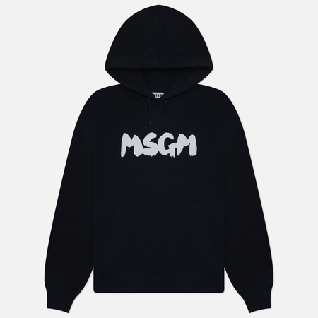 фото Мужская толстовка msgm new brosh stroke logo hoodie, цвет чёрный, размер s