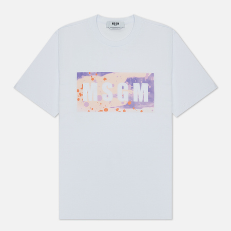 фото Мужская футболка msgm box logo dripping regular, цвет белый, размер l