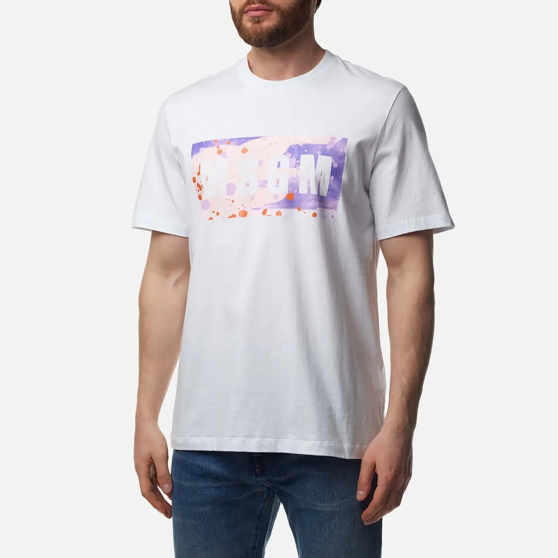 MSGM Мужская футболка Box Logo Dripping Regular