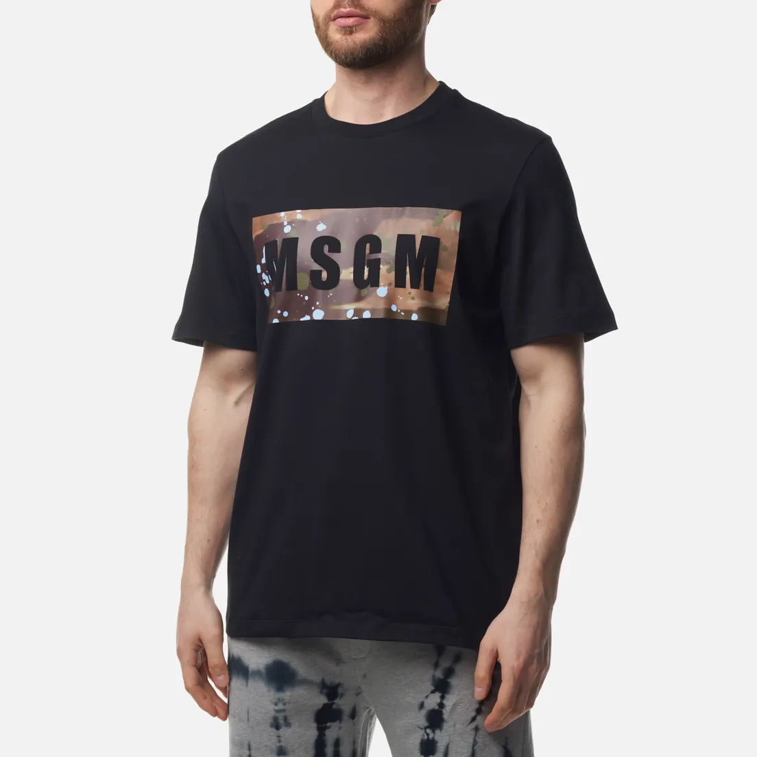 MSGM Мужская футболка Box Logo Dripping Regular